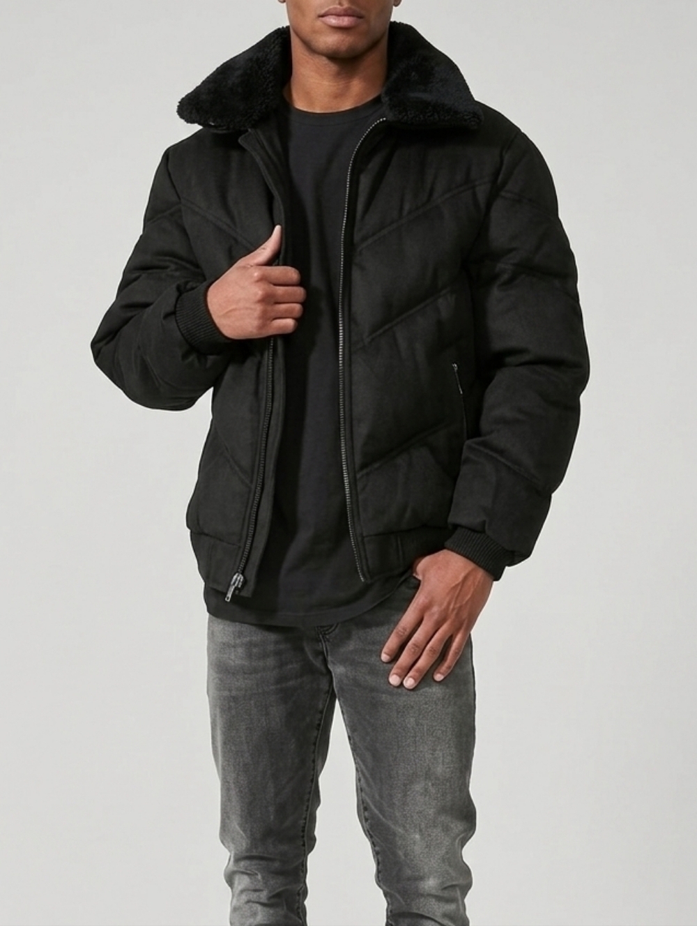 JORDAN CRAIG EVEREST WOOL PUFFER Bubble ZIP JACKET, BLACK, Men's Medium